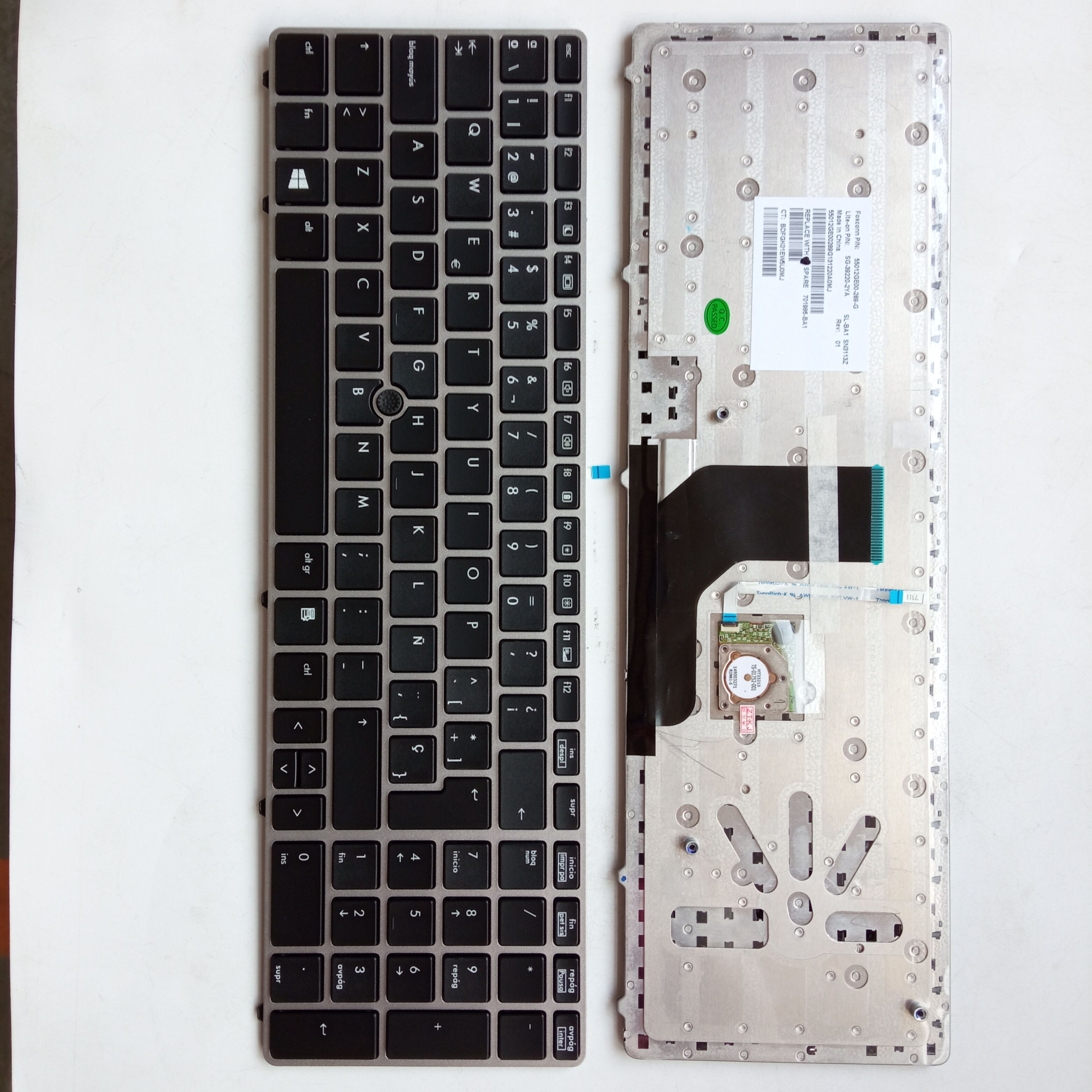 Picture of New Replacement Laptop Keyboard For HP 6560B/8560P SILVER FRAME BLACK With Point SP Layout
